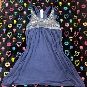 No Boundaries Navy Camisole with Sequin Detail